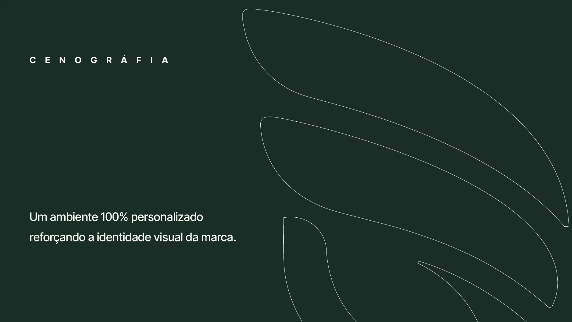 Prancha "Cenografia": texto sobre o ambiente personalizado ao lado do contorno das asas do símbolo
